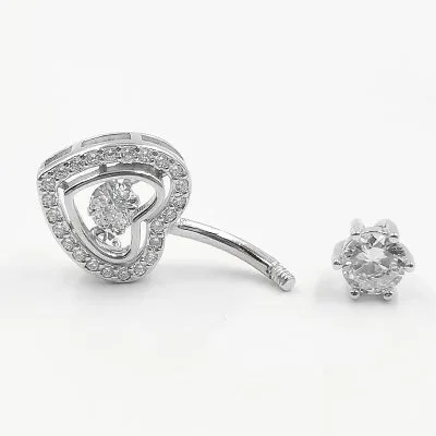 Khuyên Rốn Bụng Bạc Nữ đính đá CZ Hình Trái Tim Rebekah LILI 107592 1