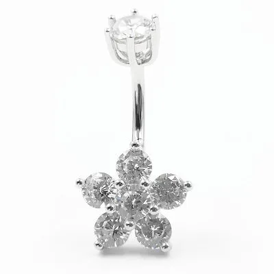 Khuyên Rốn Bụng Bạc Nữ đính đá CZ Hoa đào Ryann LILI 107671 1