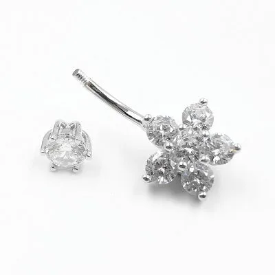 Khuyên Rốn Bụng Bạc Nữ đính đá CZ Hoa đào Ryann LILI 107671 3