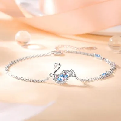 Lắc Tay Bạc Nữ đính đá CZ Hình Thiên Nga Aliza LILI 106272 1