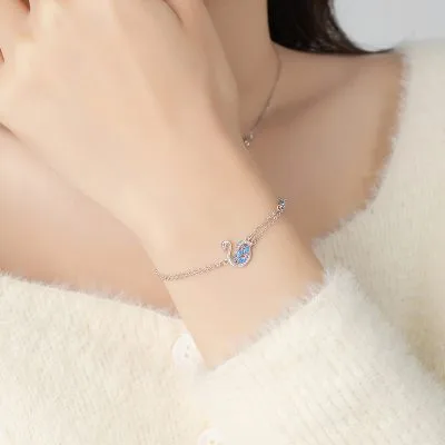 Lắc Tay Bạc Nữ đính đá CZ Hình Thiên Nga Aliza LILI 106272 2