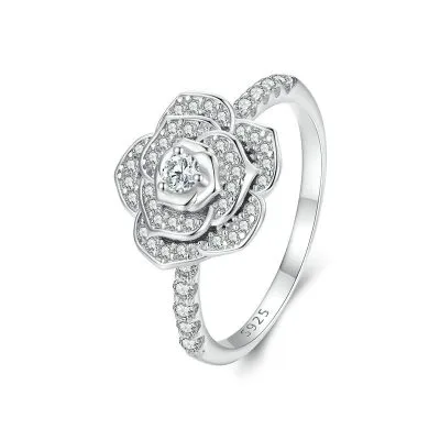 Nhẫn Bạc Nữ đính đá CZ Hoa Hồng Rose LILI 104988 1