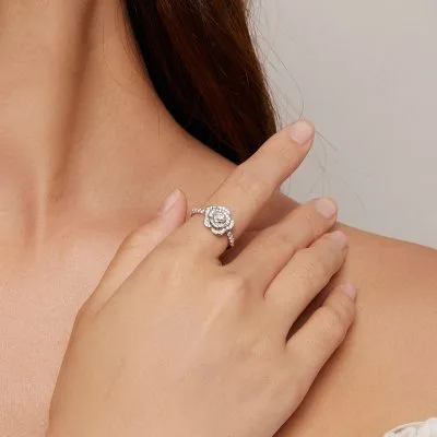 Nhẫn Bạc Nữ đính đá CZ Hoa Hồng Rose LILI 104988 3