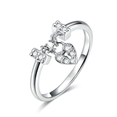 Nhẫn Bạc Nữ đính đá CZ Khóa Trái Tim Leyla LILI 104849 1