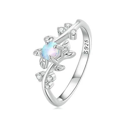 Nhẫn Bạc Nữ đính đá Opal Cành Và Lá Maxine LILI 104948 1