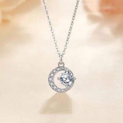 Dây Chuyền Bạc Nữ đính đá CZ Hình Mặt Trăng Cách điệu The Moon LILI 115876 3