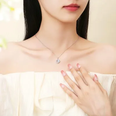 Dây Chuyền Bạc Nữ đính đá CZ Hình Mặt Trăng Cách điệu The Moon LILI 115876 6