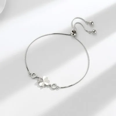 Lắc Tay Bạc Nữ Dây Rút đính đá CZ Cỏ 4 Lá May Mắn Alessia LILI 115940 4