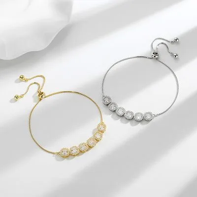 Lắc Tay Bạc Nữ Dây Rút đính đá CZ Dạng Chuỗi đá Fatima LILI 115923 3