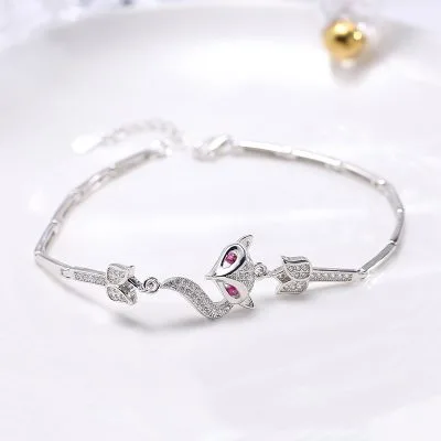 Lắc Tay Bạc Nữ đính đá CZ Hình Cáo Hồ Ly Catherine LILI 114399 1