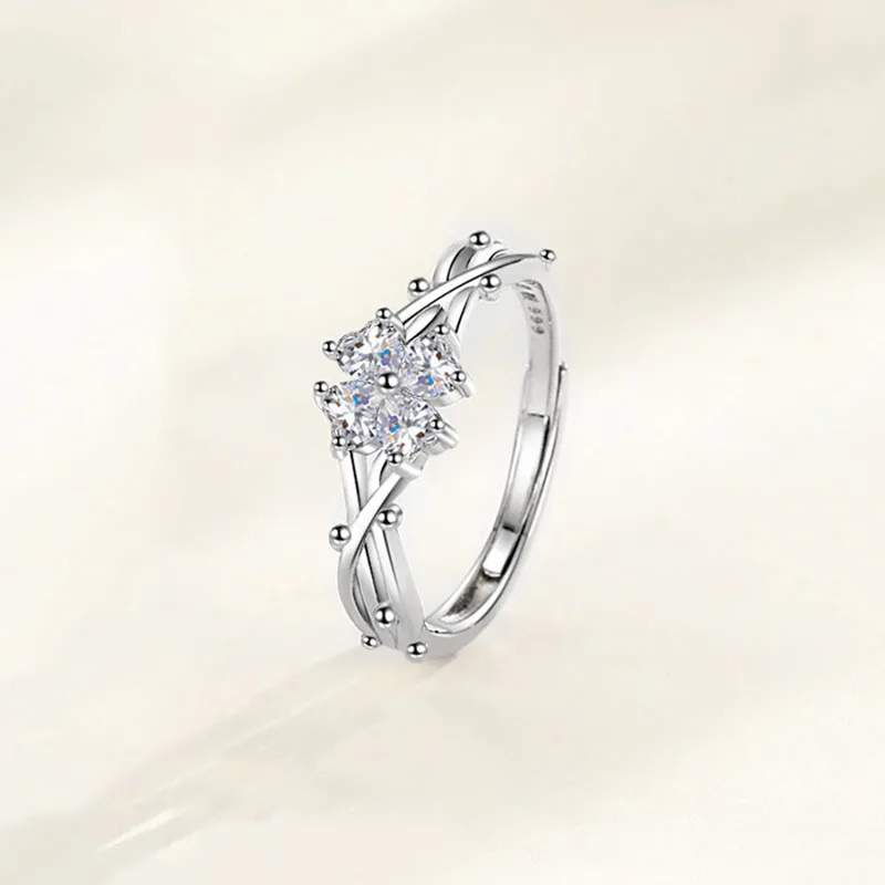 Nhẫn Bạc Nữ đính đá CZ Hình Cỏ 4 Lá Kalani LILI 116042 3
