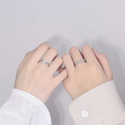 Nhẫn đôi Bạc đính đá CZ Cỏ 4 Lá May Mắn Logan LILI 115982 3
