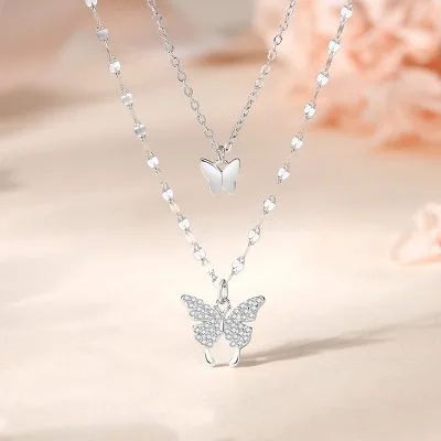 Dây Chuyền Bạc Nữ 2 Tầng đẹp Và độc Hình đôi Bướm Hot Trend LILI 361718 30