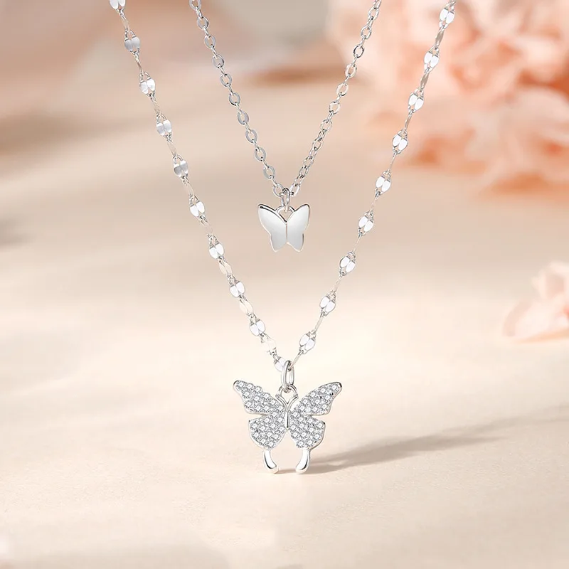 Dây Chuyền Bạc Nữ 2 Tầng đẹp Và độc Hình đôi Bướm Hot Trend LILI 361718 30