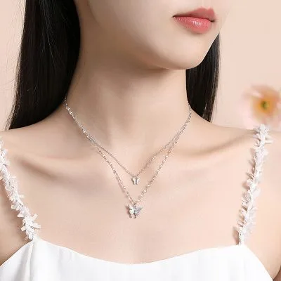 Dây Chuyền Bạc Nữ 2 Tầng đẹp Và độc Hình đôi Bướm Hot Trend LILI 361718 31