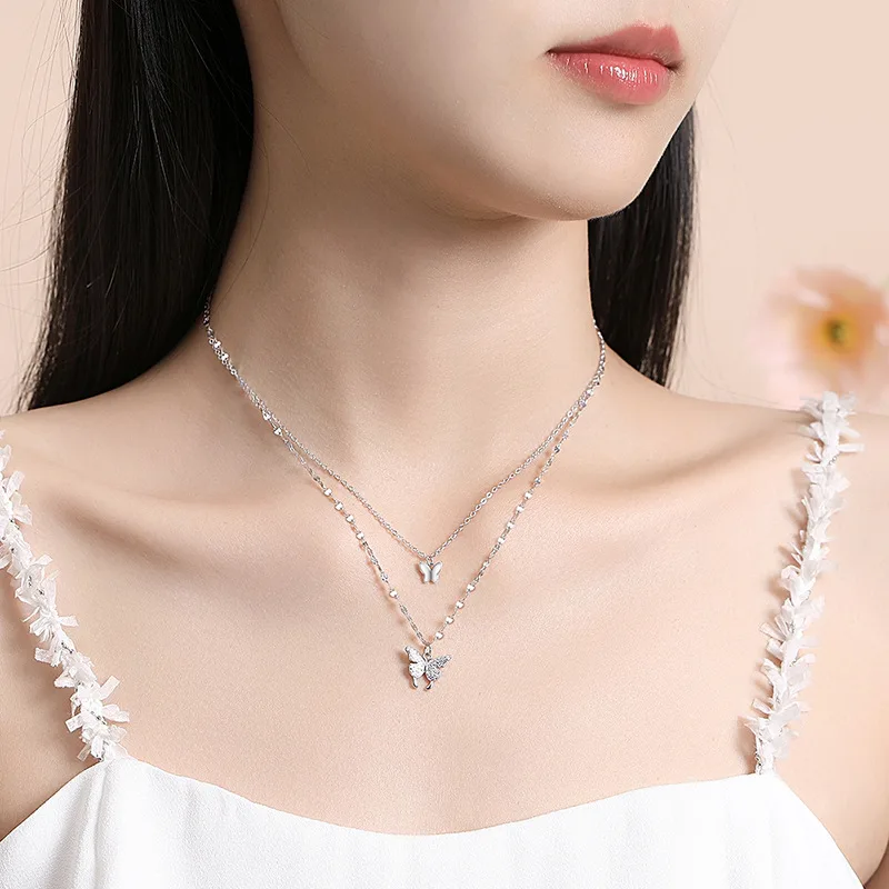 Dây Chuyền Bạc Nữ 2 Tầng đẹp Và độc Hình đôi Bướm Hot Trend LILI 361718 31