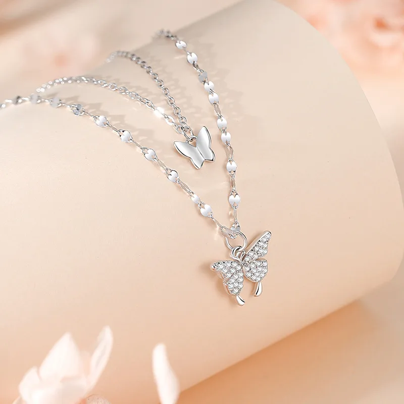 Dây Chuyền Bạc Nữ 2 Tầng đẹp Và độc Hình đôi Bướm Hot Trend LILI 361718 33