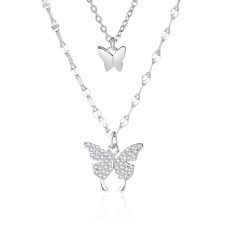 Dây Chuyền Bạc Nữ 2 Tầng đẹp Và độc Hình đôi Bướm Hot Trend LILI 361718 34