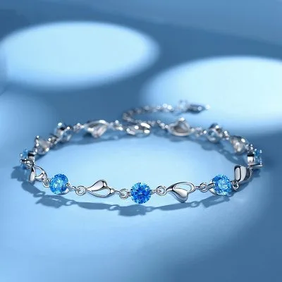 Lắc Tay Bạc Nữ Mạ Bạch Kim đính đá CZ Trái Tim Cách điệu LILI 276753 30