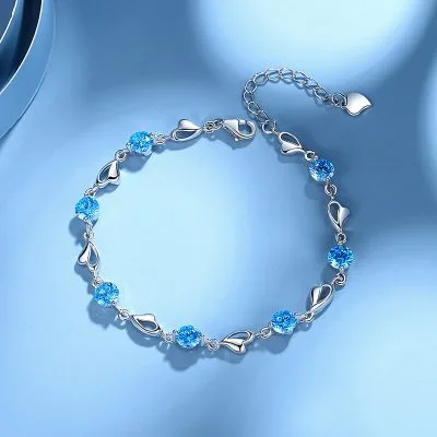 Lắc Tay Bạc Nữ Mạ Bạch Kim đính đá CZ Trái Tim Cách điệu LILI 276753 33