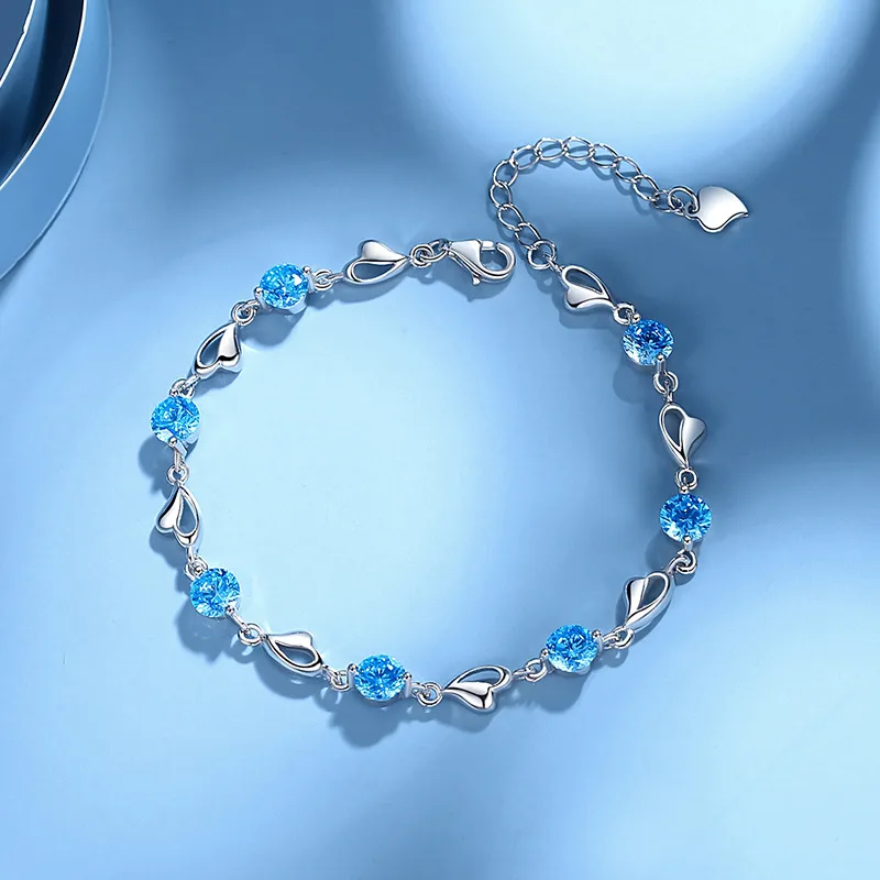Lắc Tay Bạc Nữ Mạ Bạch Kim đính đá CZ Trái Tim Cách điệu LILI 276753 33