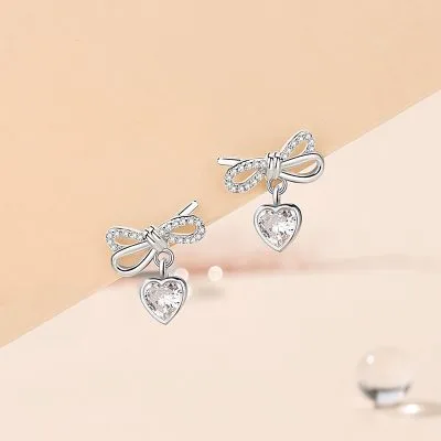 Bông Tai Bạc Nữ đính đá CZ Hình Chiếc Nơ Tình Yêu Reese LILI 126383 6