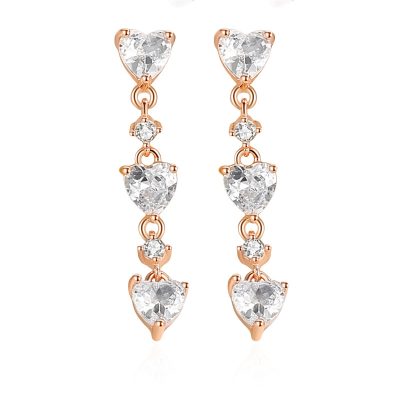Bông Tai Bạc Nữ đính đá CZ Hình Chuỗi Trái Tim Londyn LILI 126625 4