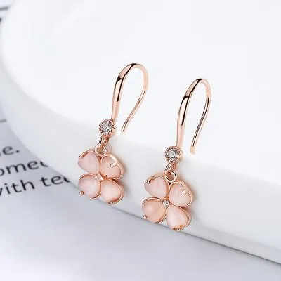 Bông Tai Bạc Nữ đính đá CZ Hình Cỏ 4 Lá Amara LILI 126194 5
