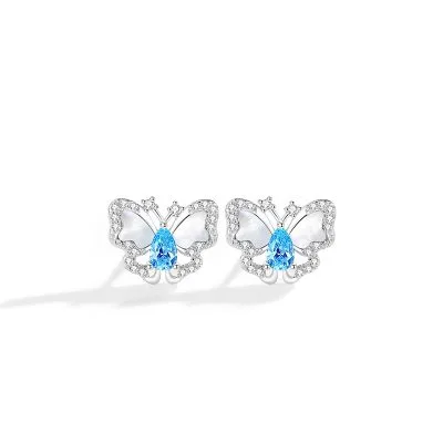 Bông Tai Bạc Nữ đính đá CZ Hình Hồ điệp Ashley LILI 126297 5