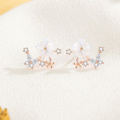 Bông Tai Bạc Nữ đính đá CZ Hình Hoa Hồ điệp Cecilia LILI 126223 1