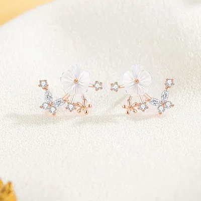 Bông Tai Bạc Nữ đính đá CZ Hình Hoa Hồ điệp Cecilia LILI 126223 1