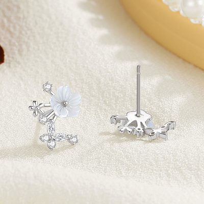 Bông Tai Bạc Nữ đính đá CZ Hình Hoa Hồ điệp Cecilia LILI 126223 2
