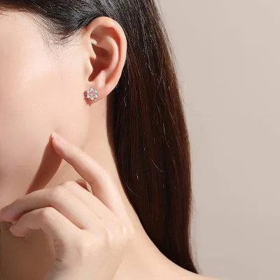 Bông Tai Bạc Nữ đính đá CZ Hình Hoa Tuyết Cách điệu Kamila LILI 126529 2