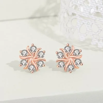 Bông Tai Bạc Nữ đính đá CZ Hình Hoa Tuyết Cách điệu Kamila LILI 126529 5