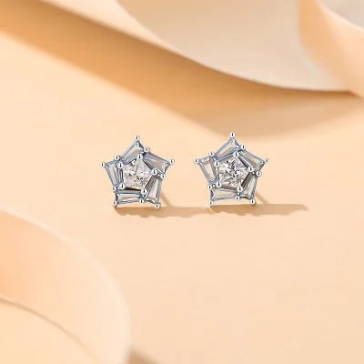 Bông Tai Bạc Nữ đính đá CZ Hình Ngôi Sao 5 Cánh Phoebe LILI 126550 5