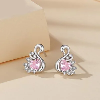 Bông Tai Bạc Nữ đính đá CZ Hình Thiên Nga Annie LILI 126479 6