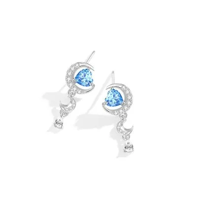 Bông Tai Bạc Nữ đính đá CZ Hình Trăng Và Sao Andrea LILI 126304 5