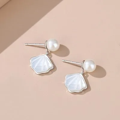 Bông Tai Bạc Nữ đính đá CZ, Ngọc Trai Ximena LILI 126202 6