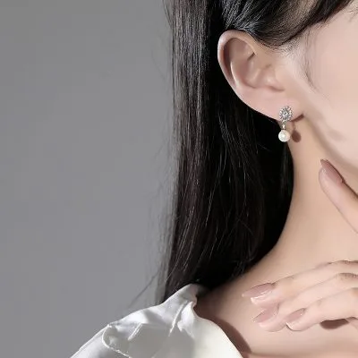 Bông Tai Bạc Nữ đính đá CZ, Ngọc Trai Hình Hoa Hướng Dương Kaia LILI 126659 3