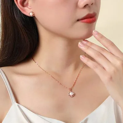 Bông Tai Bạc Nữ đính đá CZ, Ngọc Trai Tròn Cách điệu Juliana LILI 126601 3