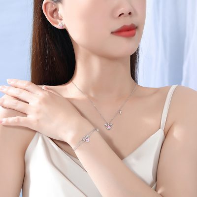 Bông Tai Bạc Nữ đính đá CZ Thiên Thần Tình Yêu Lainey LILI 126435 2