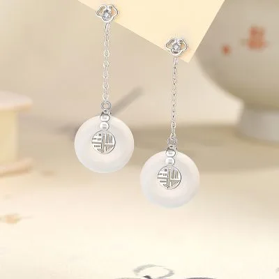 Bông Tai Bạc Nữ đính đá Chalcedony Hình đồng điếu Juliette LILI 126365 4