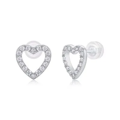 Bông Tai Bạc Nữ đính Kim Cương Moissanite Hình Trái Tim Hallie LILI 126727 1