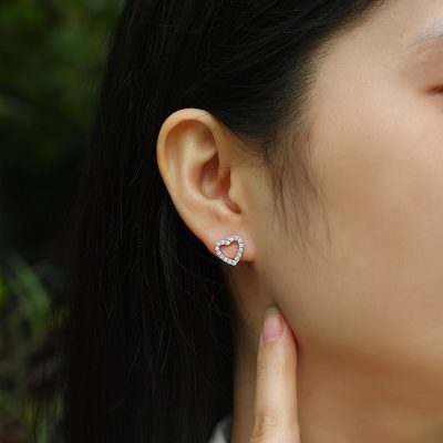 Bông Tai Bạc Nữ đính Kim Cương Moissanite Hình Trái Tim Hallie LILI 126727 4