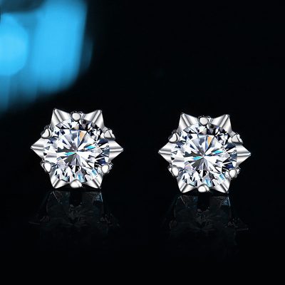 Bông Tai Bạc Nữ Nam đính Kim Cương Moissanite Tròn Angela LILI 126713 1