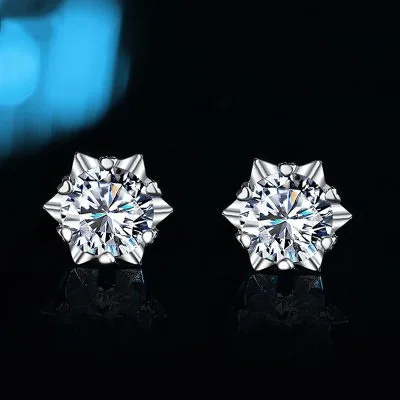 Bông Tai Bạc Nữ Nam đính Kim Cương Moissanite Tròn Angela LILI 126713 1
