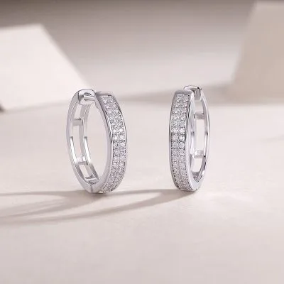 Bông Tai Bạc Nữ Nam đính Kim Cương Moissanite Tròn Jordyn LILI 126766 3