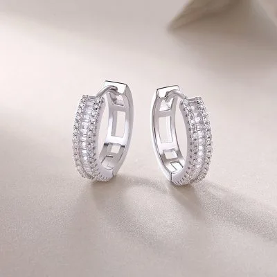 Bông Tai Bạc Nữ Nam đính Kim Cương Moissanite Tròn Lennon LILI 126734 1