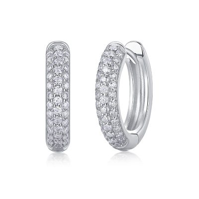 Bông Tai Bạc Nữ Nam đính Kim Cương Moissanite Tròn Milani LILI 126754 1