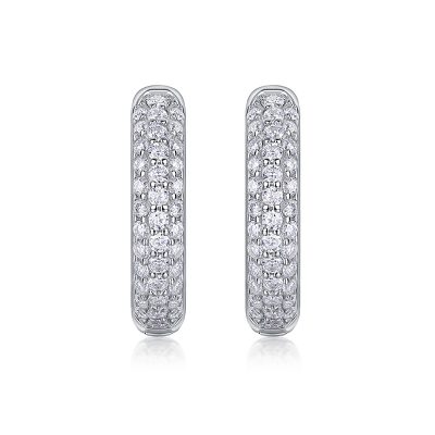 Bông Tai Bạc Nữ Nam đính Kim Cương Moissanite Tròn Milani LILI 126754 5